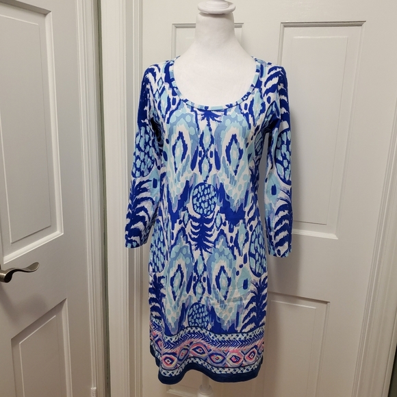 Lilly Pulitzer Beacon Call Me Serene Blue 100% Pima Cotton Dress Size Small - Picture 1 of 10